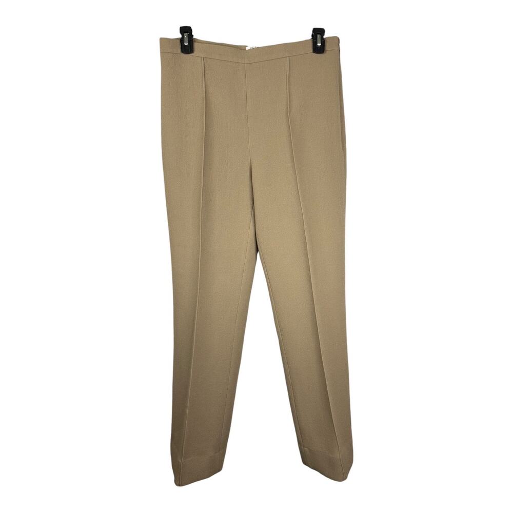 Andrew GN Womens size 46 10 Wide Leg Wool Pleated Dress Pants Caramel Crepe